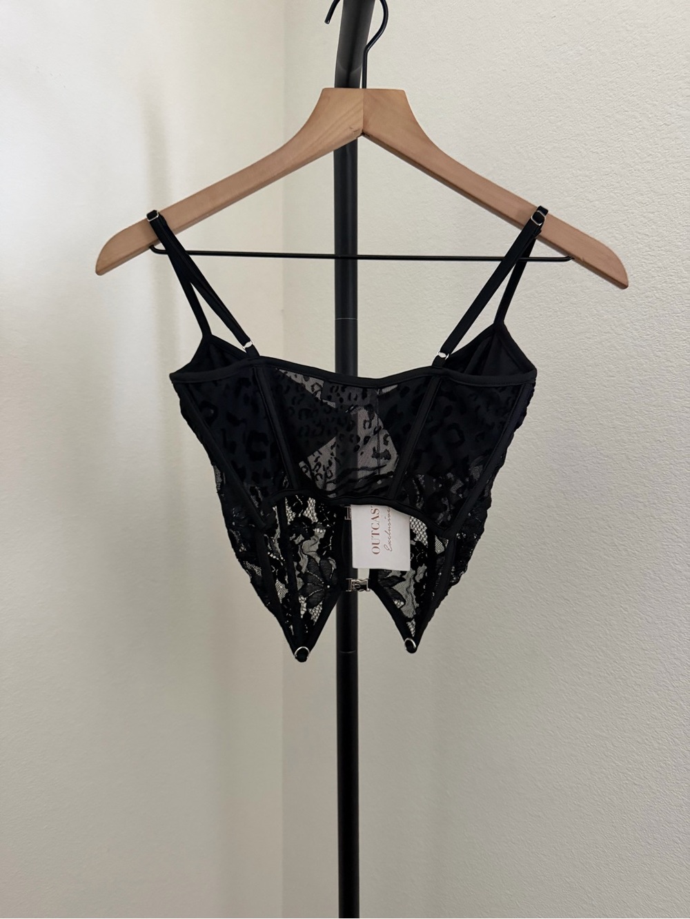 Black Lace Corset Bralette with Hook Accents - Picture 5 of 5